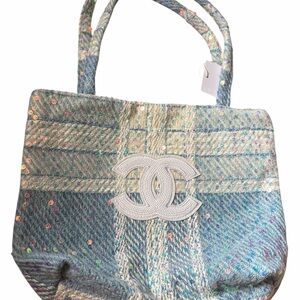 Elegant Blue Sequin Tote Bag